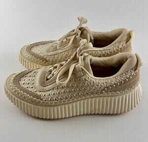 Dolce Vita Ivory Knit Sneakers Womens 7.5 Platform Lace Up Casual Shoes